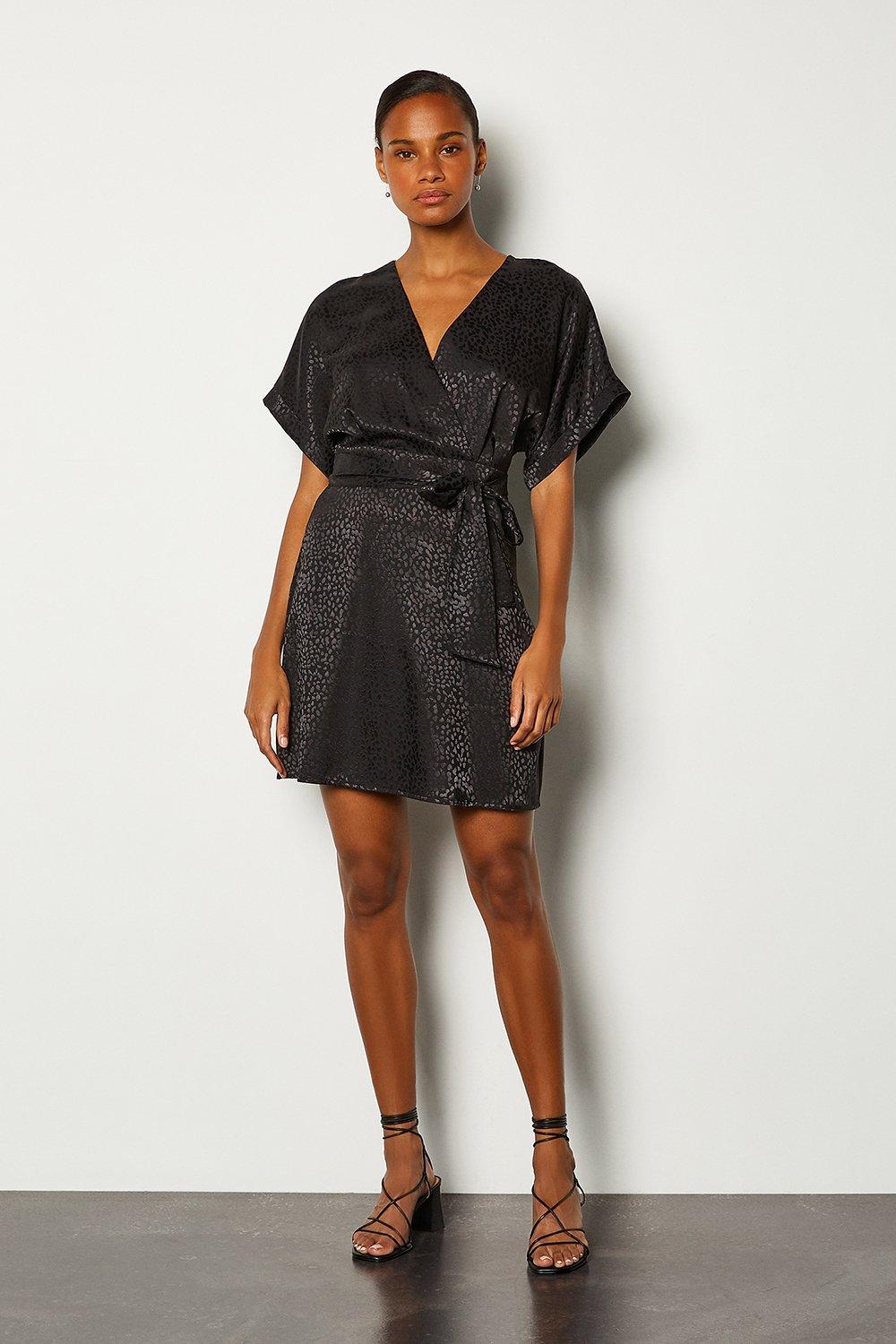 Jacquard Wrap Short Dress | Karen Millen